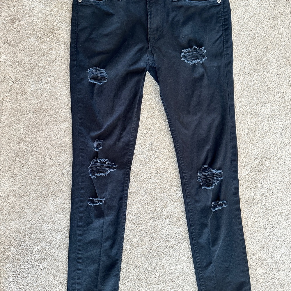 Jack & Jones “Liam” skinny Black Distressed Jeans